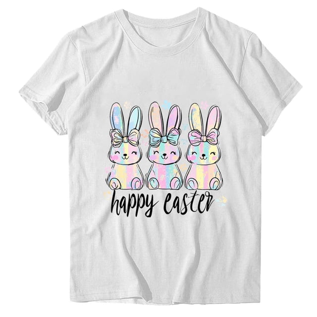 Camisetas de Manga Larga de las Mujeres Pascua Impreso Suelto Cuello Redondo Camiseta de Manga Corta, Camisetas de Manga Larga para las Mujeres de Uso Diario Casual