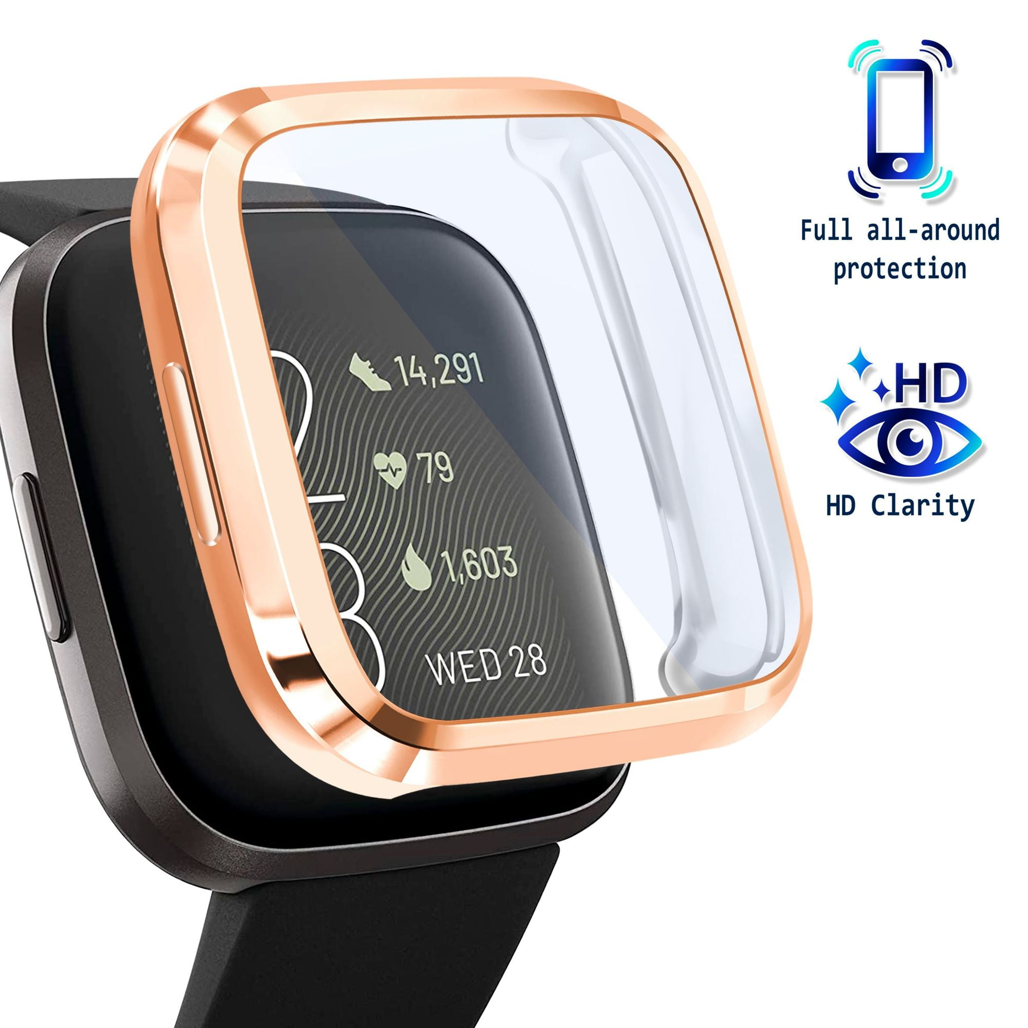 Screen Protector for Fitbit Versa 2 Smartwatch, with Soft TPU Rubber Protective Case All Around