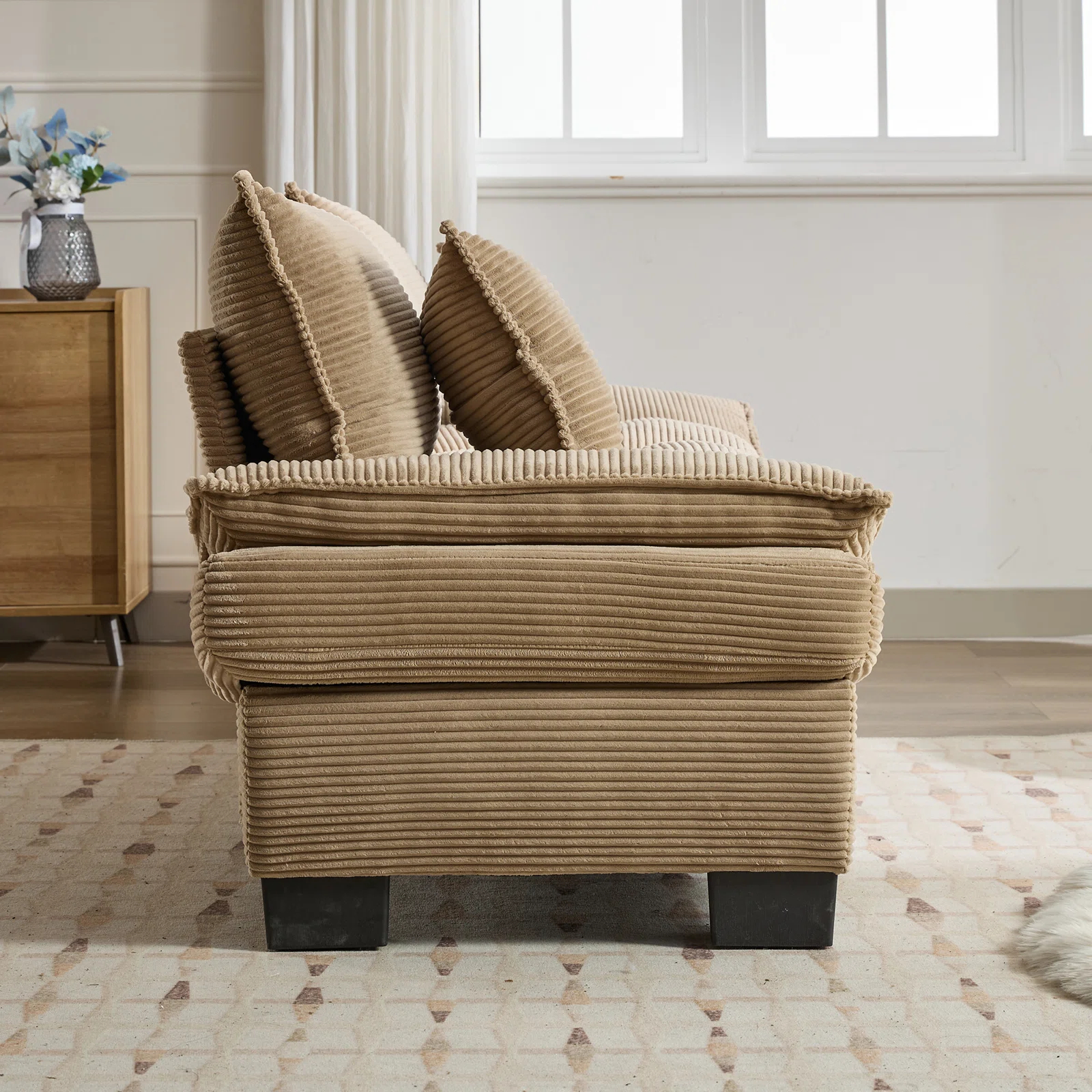84" Comfy Corduroy Sofa 2-Seater Deep Seating Loveseat with Pillows for Small Spaces