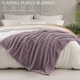thumbnail image 6 of Exclusivo Mezcla Twin Size Soft Fleece Blanket, 60"x80" Stylish Jacquard Velvet Blanket for Bed, Cozy Soft Lightweight for All Season, Grayish Purple, 6 of 10