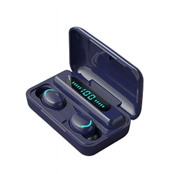 Mini Ear Buds Mic In-Ear Wireless Earphones IPX7 Waterproof Led Display Wireless Earbuds for Cycling Running Blue