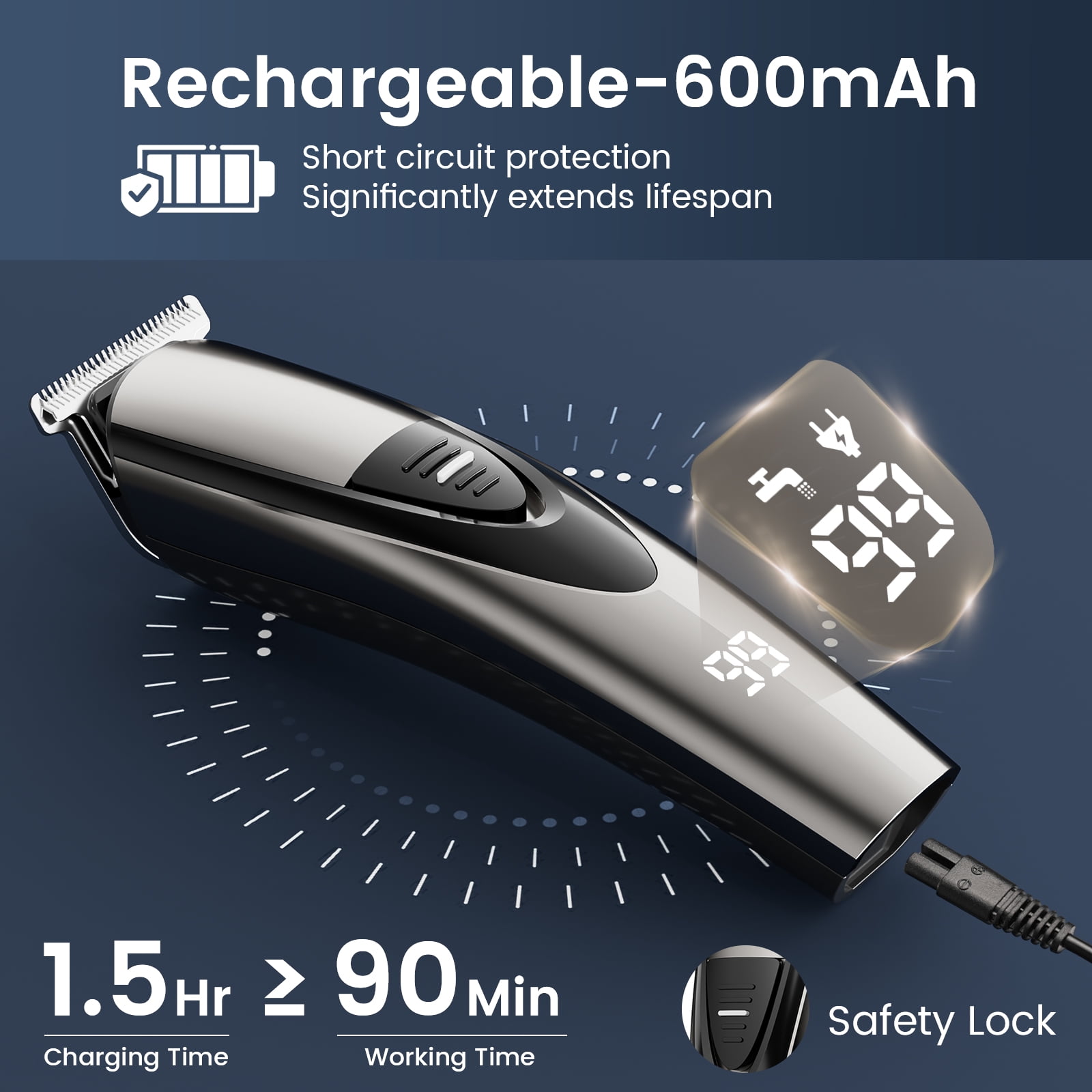 Nogroa Hair Trimmer for Men, Cordless Hair Clippers with Safety Lock, All in One Mens Grooming Kit for Face, Mustache, Nose and Body, Waterproof Rechargeable Beard Trimmer, Gifts for Husband Father