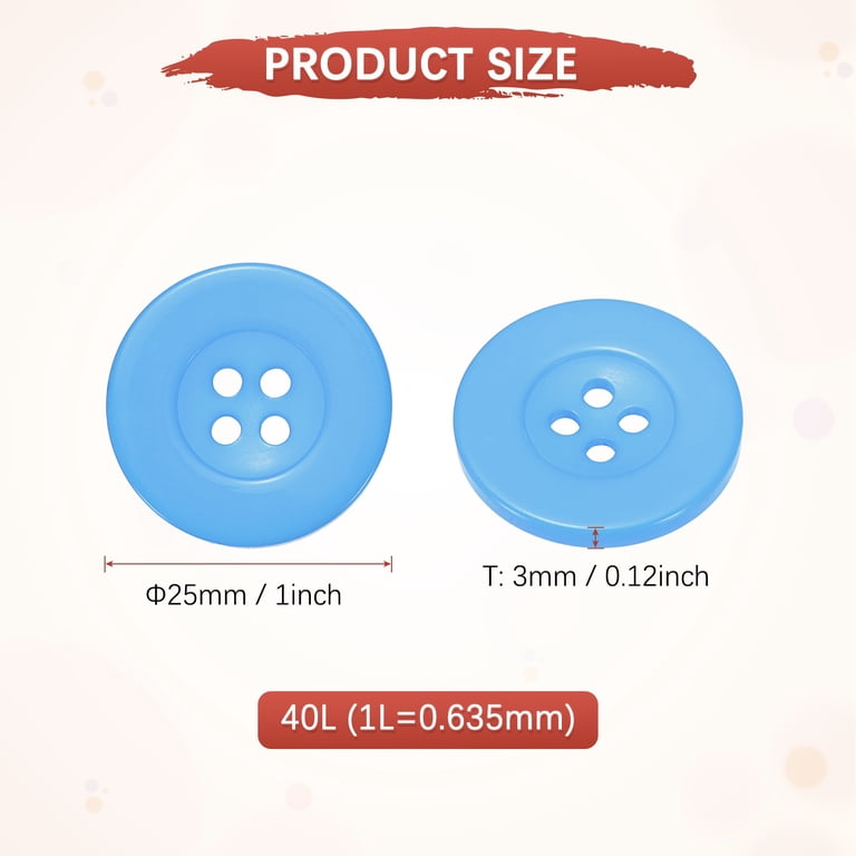 Uxcell Sewing Buttons [50pcs] - 1 Inch/ 25mm 40L Resin Round Flat