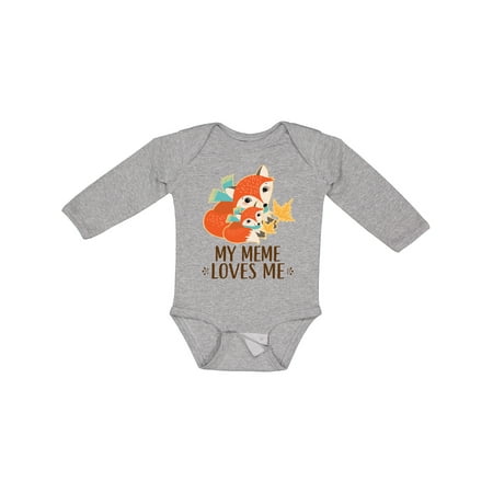 

Inktastic Meme Loves Me Grandchild Fox Gift Baby Boy or Baby Girl Long Sleeve Bodysuit
