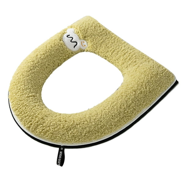 Yhmxh Decoración del baño Asiento de inodoro grueso con asa de transporte, cobertura completa, cálido para el invierno, asiento de inodoro doméstico, asiento de inodoro impermeable y extraíble.