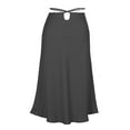 thumbnail image 7 of Mrat Summer Skirt Women's Casual Fashion Solid Color Zipper Satin Skirt Navel Temperamental Commute Skirt Summer Skirt S-66 Black M, 7 of 7