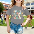 thumbnail image 4 of XAOFW Girl's T-Shirts 100 Days Of School Print Round Neck Short Sleeved Back To School T Shirts Playwear Loose Fit Tee Shirt Outdoor Activities Fashionable Cozy Top, 4 of 4