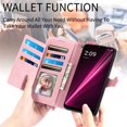 thumbnail image 3 of SaniMore Case for T-Mobile REVVL 6 Pro 5G, PU Leather Zipper Wallet Detachable Lanyard Retro Embossed Flower Crad Slots Flip Kickstand Full Body Protective Drop-proof Cover, Pink, 3 of 8