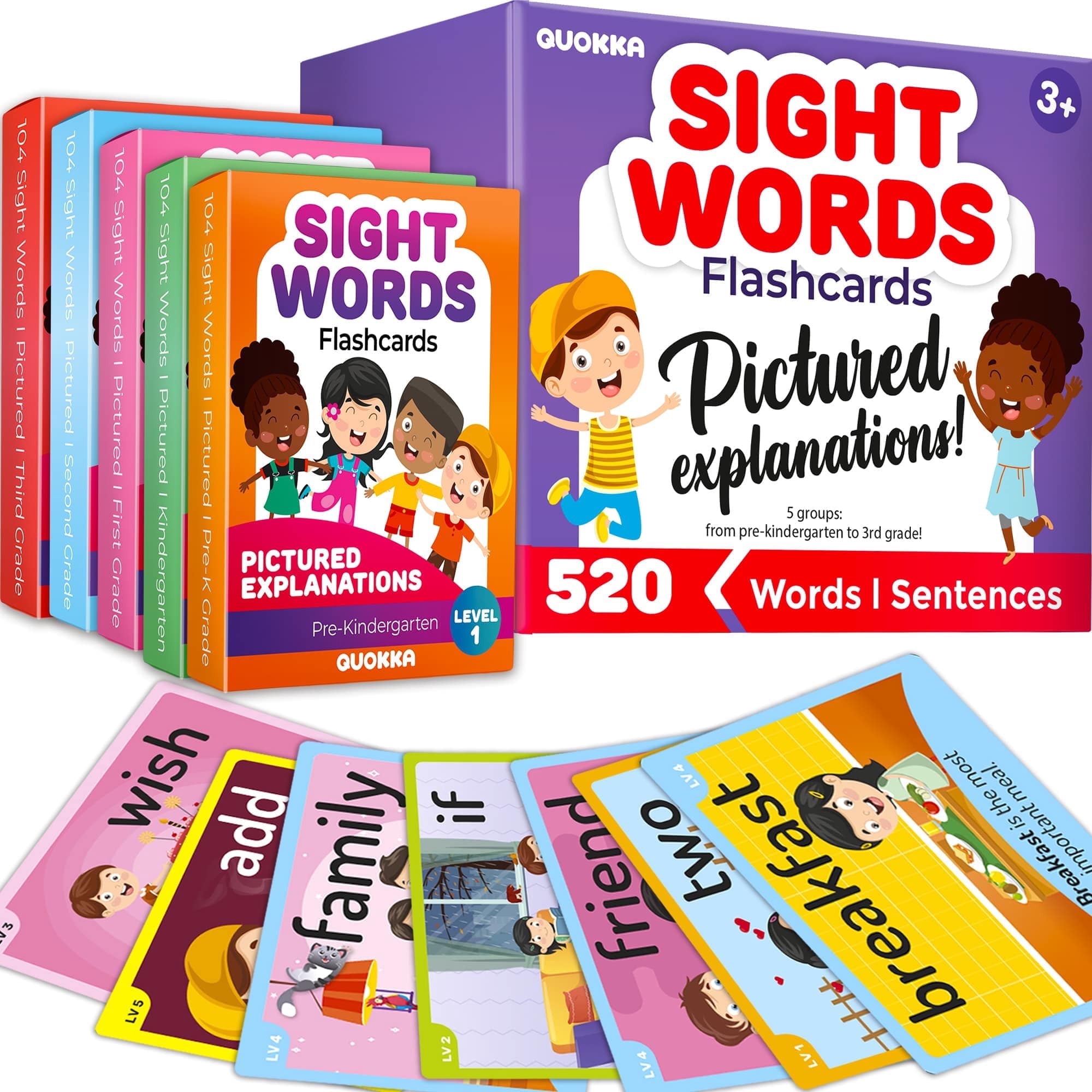 Quokka Sight Words Flash Cards for Kids 4 8 Years - Preschool Learning Flashcards ABC for Studying