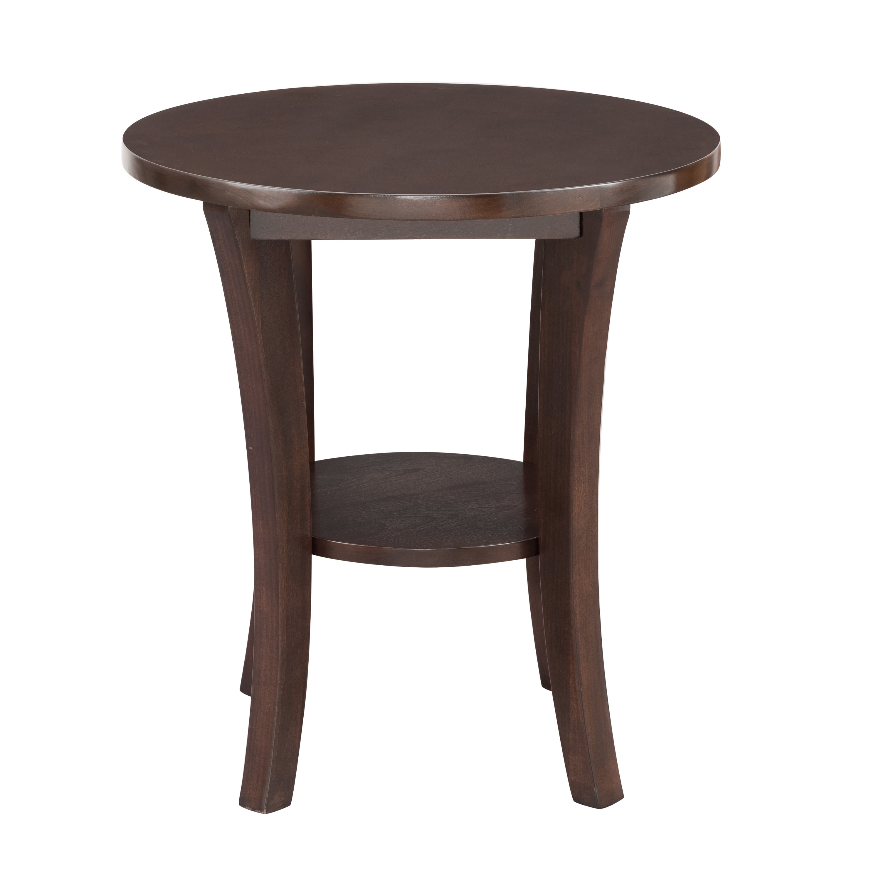 Leick Home Boa Solid Wood Round End Table with Shelf, Chocolate Oak