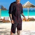 thumbnail image 2 of Vedolay Short Outfits 2 Piece Outfits for Men Shorts Set Casual Suit Sportswear Summer Tracksuit,Black XXL, 2 of 3