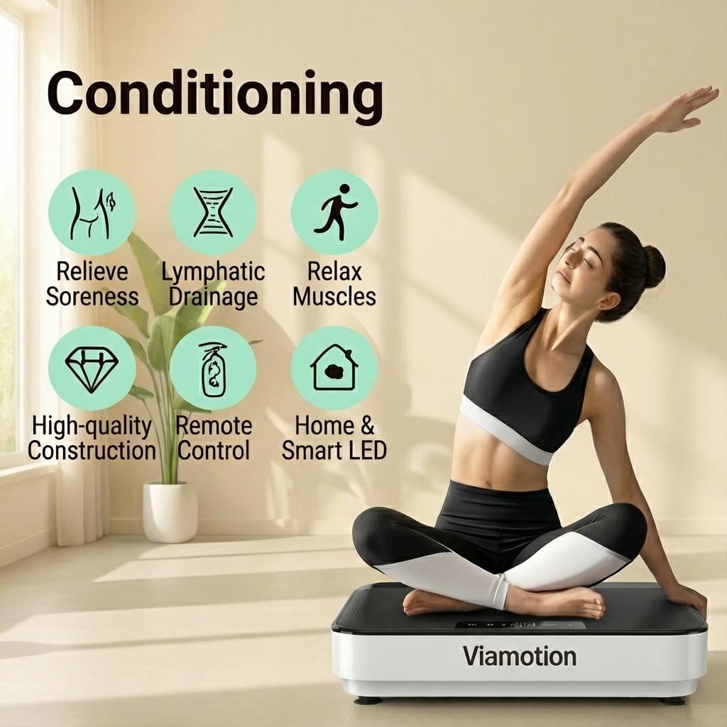 Viamotion Vibration Plate Exercise Machines, 99 Speed Levels, Full Body Vibration Fitness Equipment with Resistance Bands, LED Display & Magnetic Massage