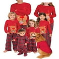 thumbnail image 1 of Christmas Family Matching Pyjamas Sets Reindeer Pattern Long Sleeve Tops+Plaid Pants Sleepwear Loungewear, 1 of 6