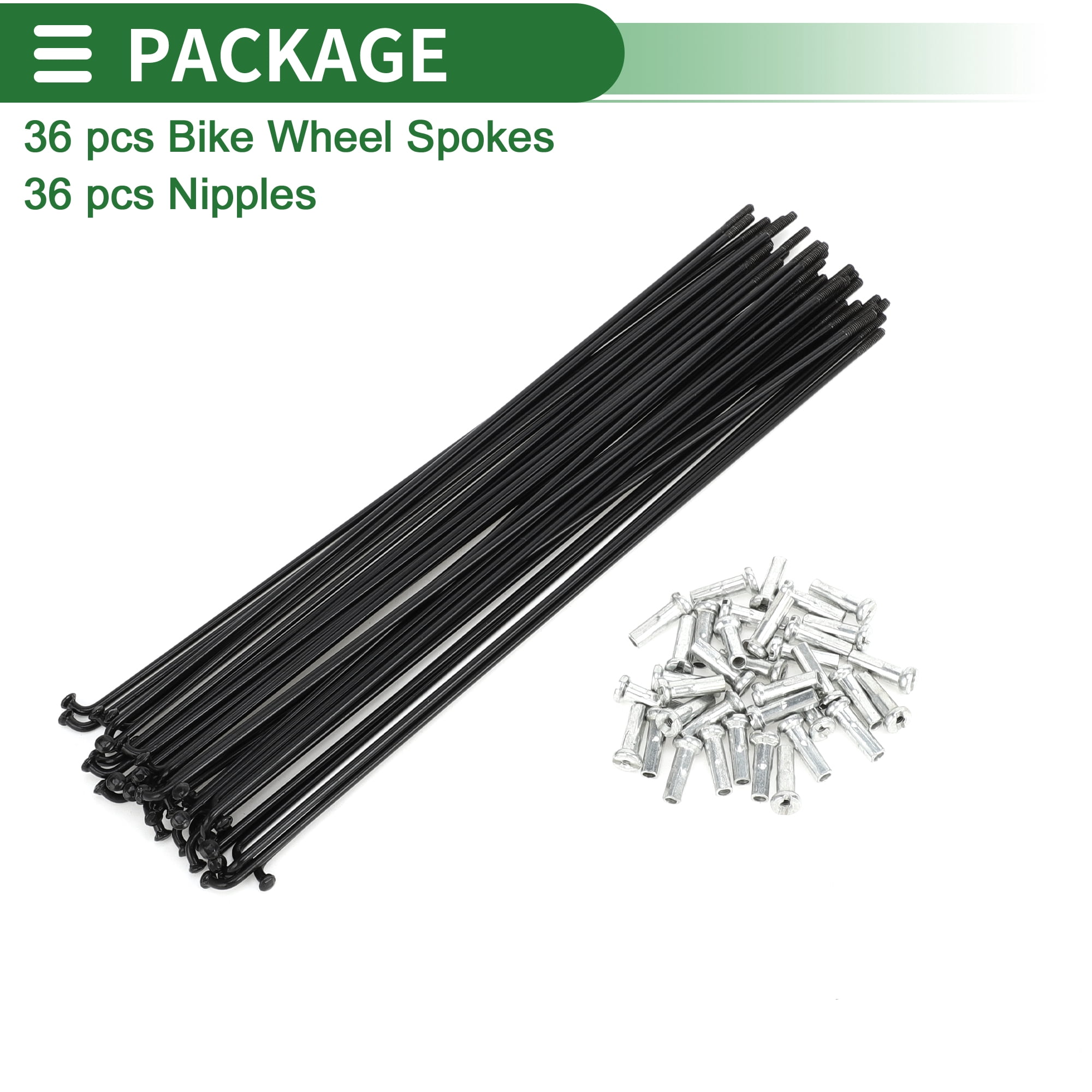 Unique Bargains 36Pcs Universal Bike Wheel Spokes 14G Carbon Steel Black Black 8.46"