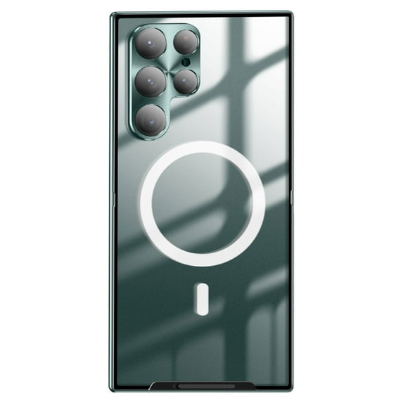 TECH CIRCLE for Samsung Galaxy S22 Ultra 5G Case, Magnetic Frosted Metal Case with Wireless Charging Durable Shockproof Protective Case for Samsung Galaxy S22 6.8" 2022 Women Men, Green