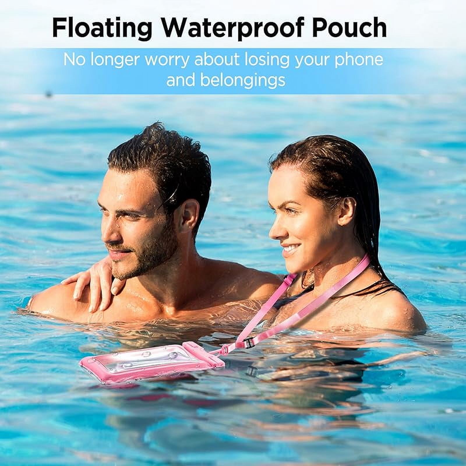 [Floatable] Floating Universal Waterproof Phone case 2 Pack-Up to 7.0",Phone Pouch with Adjustable Neck Lanyard,IPX8 Cellphone Dry Bags for Vacation Water Activities（Black+Pink）