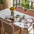 thumbnail image 3 of Grey Snowman Christmas Table Cloths for 4 Foot Rectangle Tables, Xmas Snowflake Birds Berry Winter Patio Waterproof Elastic Fitted Tablecloths, Washable Rectangular Table Cover for Camping, 3 of 8