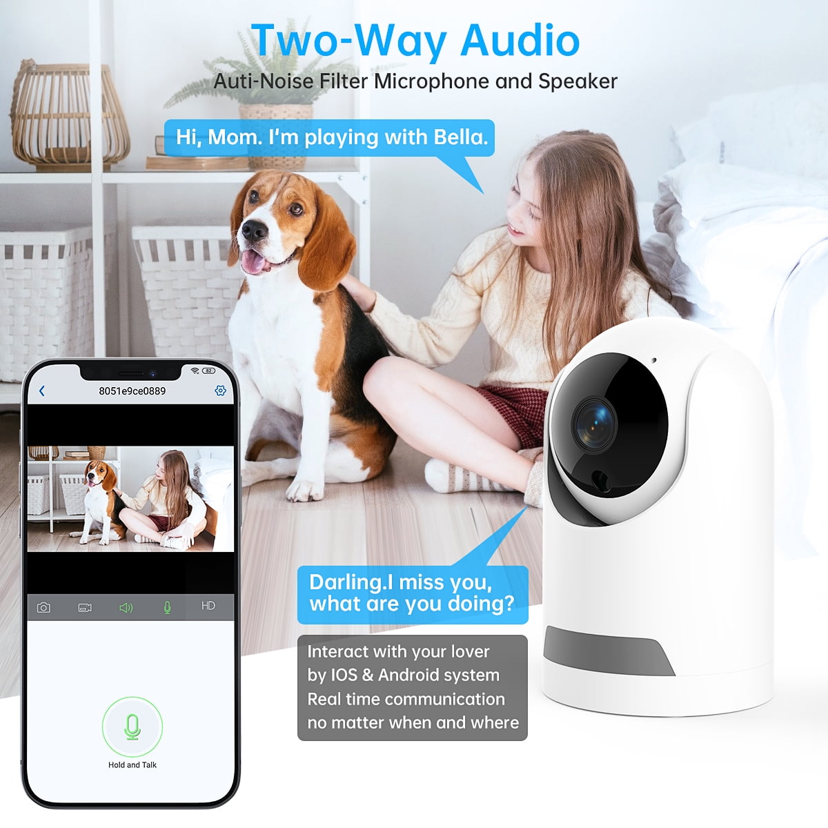 1080P HD WiFi Baby Monitor with Sound and Motion Detection, Indoor Home  Security Camera with Motion Tracking, Temperature Monitoring and Lullaby -  KENTFAITH