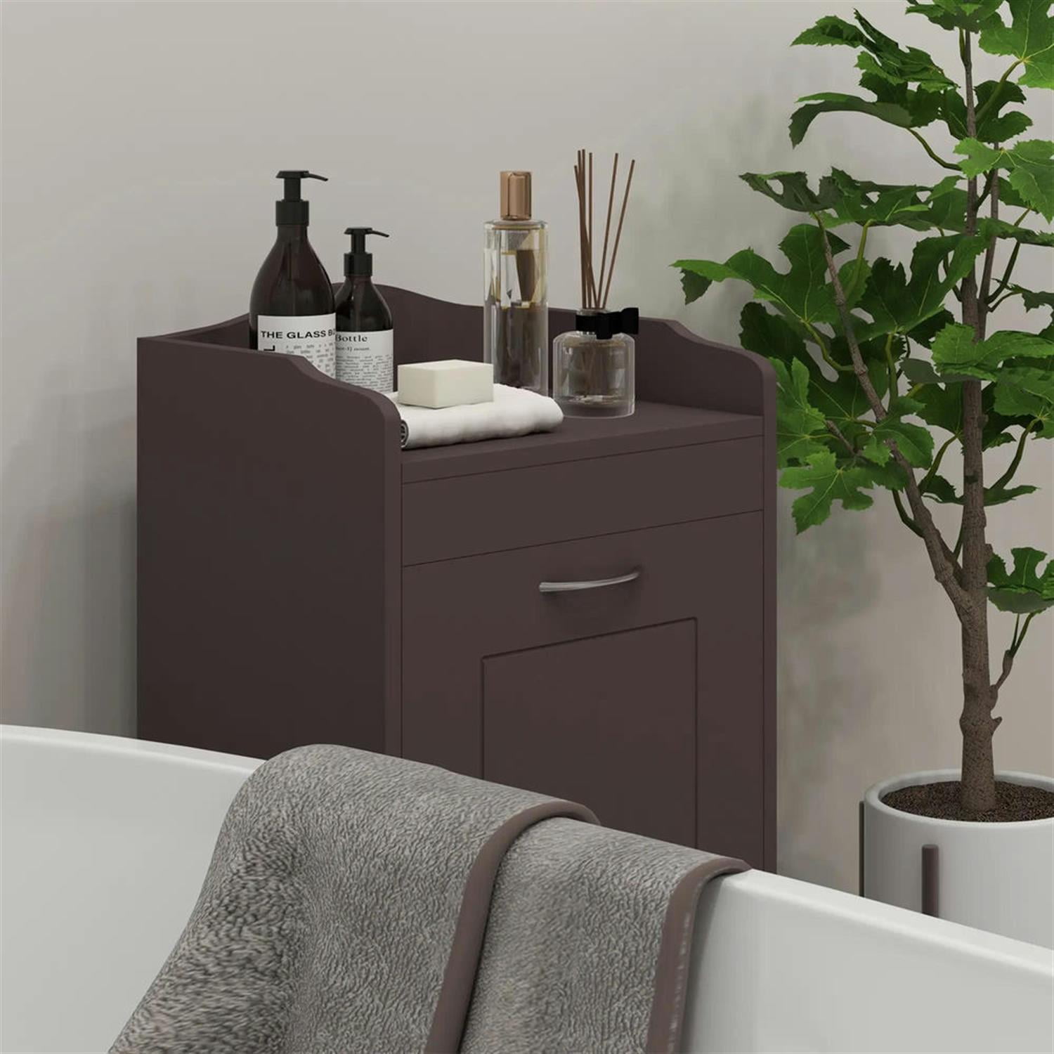 Demi Bonn 31" Bathroom Storage Cabinet with Tilt-Out Trash, Laundry Cabinet with Tilt Out Laundry Basket for Kitchen, Living Room, Brown