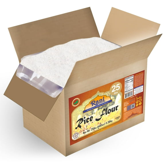 Rani Rice (White) Flour 400oz (25lbs) 11.36kg Bulk Box ~ All Natural | Gluten Friendly | Vegan | NON-GMO | Kosher | Indian Origin