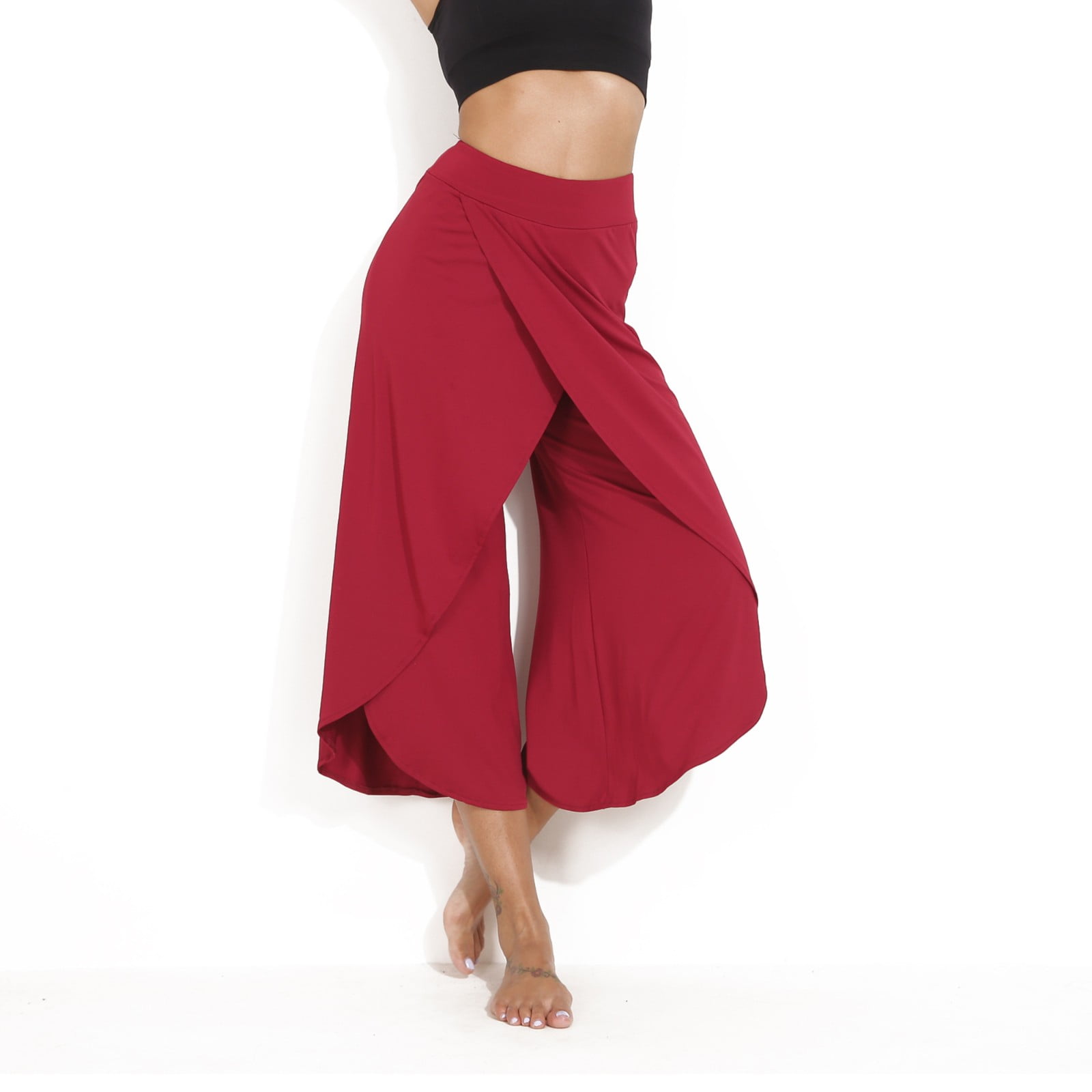 Fittoo - FITTOO Women High Waist Split Yoga Pants Flowy Layered Loose ...
