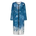 thumbnail image 3 of Yuyamidu Snowflake Long Bath Robe for Women Blue Zipper Front Bathrobes Christmas Mid-Length Night Robe Size 3XL Xmas Zip Nightgowns Ladies Pajama House Coat, 3 of 7
