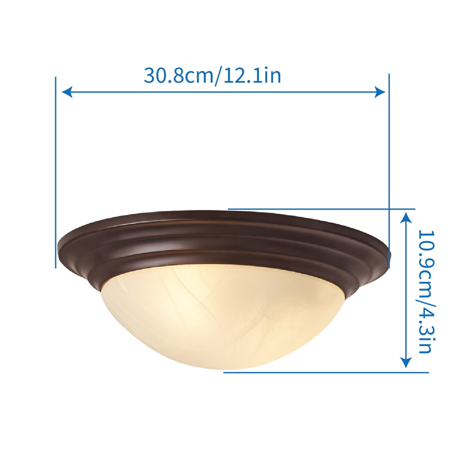 Mainstays 12 in Flush Mount Ceiling Light Fixture, Bronze, 60W Equivalent LED Bulbs Included