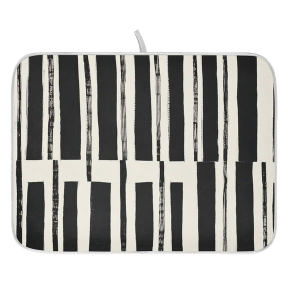 Black and White Dish Drying Mat for Kitchen, Quick Drying Absorbent Soft Durable 16" x 18"
