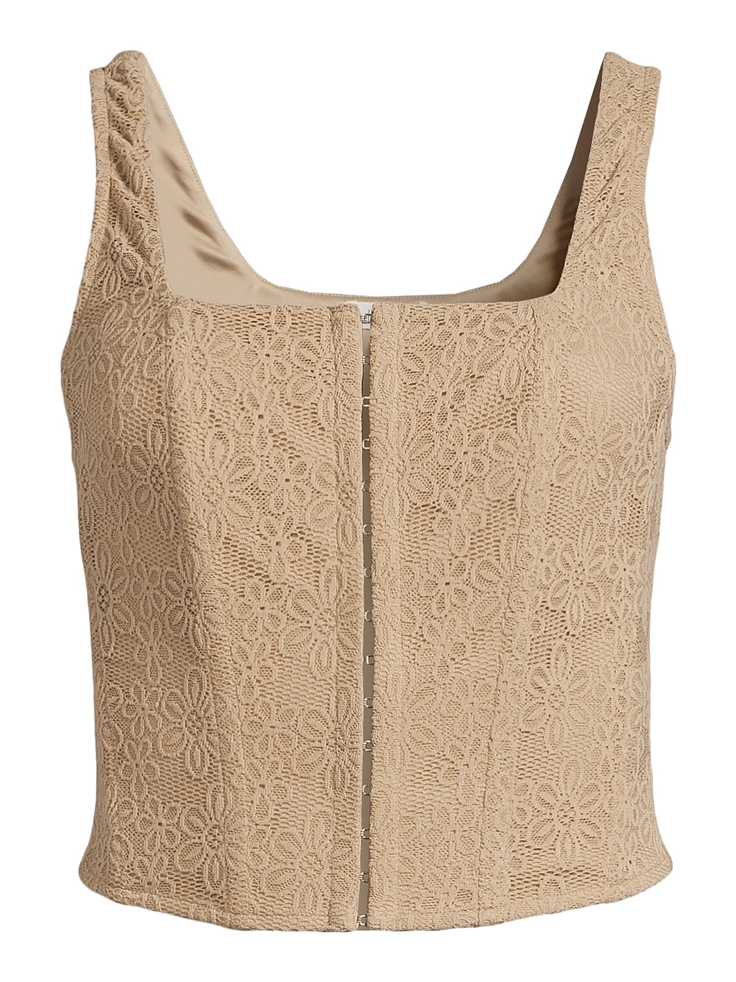 Self Esteem Juniors’ Lace Square Neck Corset Top, Sizes XS-XL