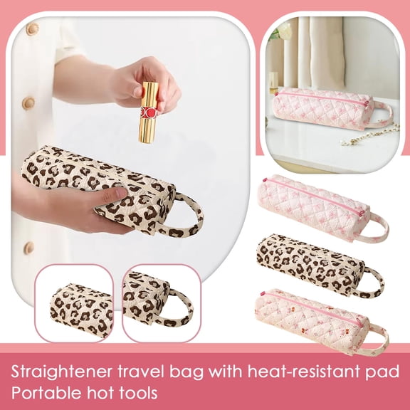 Portable Hot Tool Organizer With Heat-Resistant Mat And Hanger - Travel Bag For Straightener Curling Iron Cosmetics Toiletries Hair Care Accessories - Travel Bathroom Home Hair
