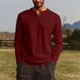 thumbnail image 2 of RYDCOT Mens V-Neck Breathable Long Sleeve T Shirts Casual Fashion Longline Shirt Tee for Men Wine, 2 of 7