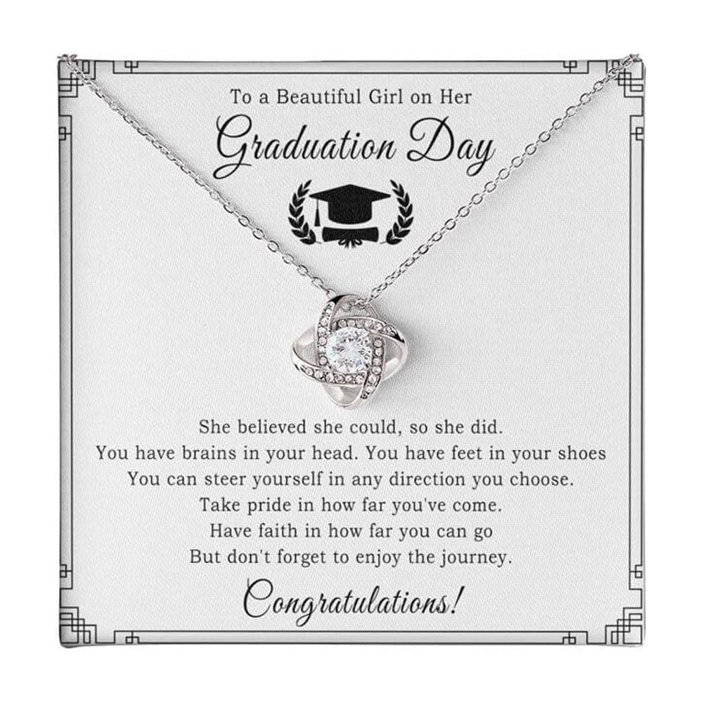 Graduation Her 2025 College,Heart Necklace, Inspirational Graduation Women, 2025 Jewelry High School Graduate Best Friend Or Daughter Box 4 #506, Gold Love Knot Necklace
