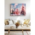 thumbnail image 5 of Merry Christmas Canvas Print Wall Art Framed Canvas Art Wall Decor Pink House Candy Cane Snow Christmas Tree Pictures Painting Morden Artwork for Living Room Bedroom, Ready to Hang - 16"x20", 5 of 6