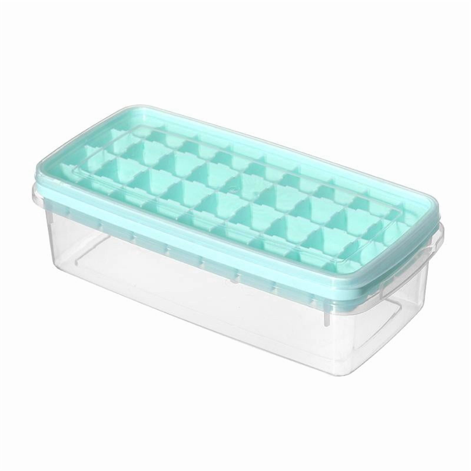 Ice Cube Tray with Lid and Bin, Easy Release 38 Ice Mold Trays for Freezer, Plastic Storage Container with Removable Scoop, Ices Cube Maker Tray & Mold for Whiskey Cocktail Tea Coffee