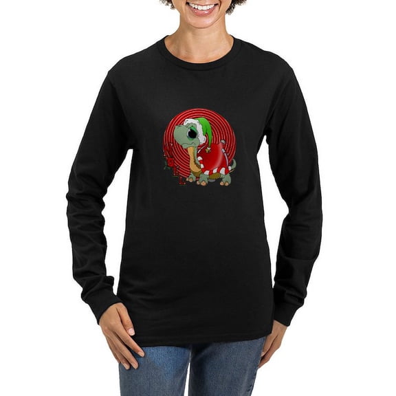 CafePress - Noel Turtle Long Sleeve T Shirt - Women's Long Sleeve Graphic Tee Casual Fit