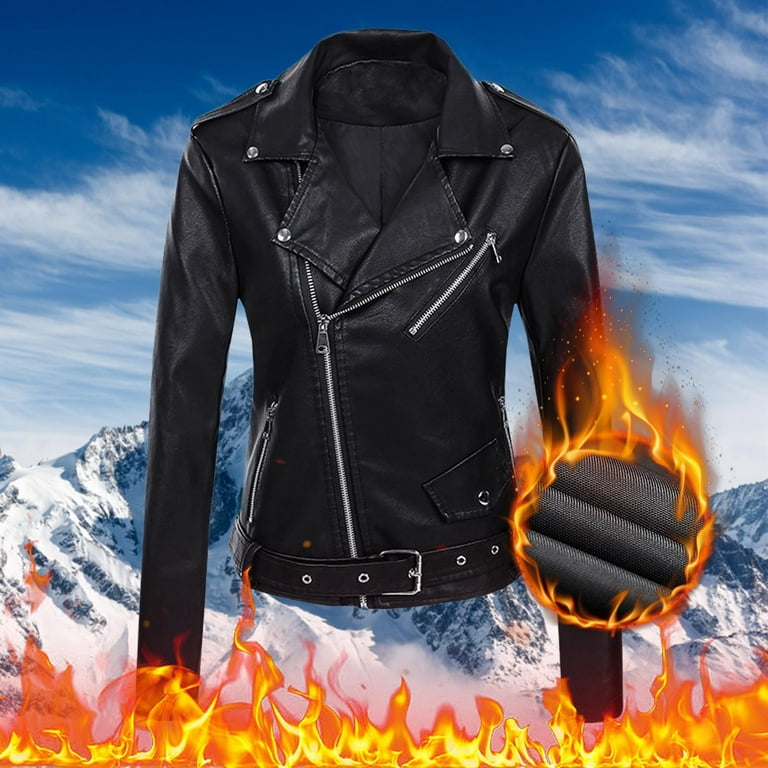 JDEFEG Winter Vest For Women Womens Long Sleeve Leather Jacket ...