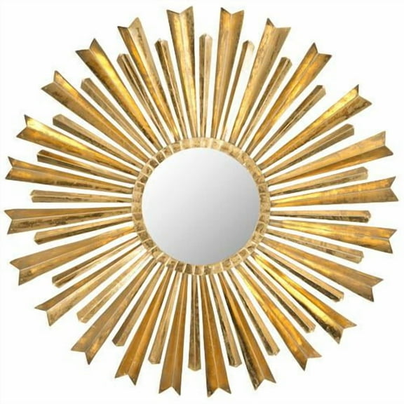 SAFAVIEH 10.4" Round Sunburst Glam Mirror, Antique Gold