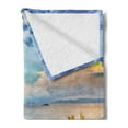 thumbnail image 2 of Scenery Soft Flannel Fleece Blanket, Sea Wiev Landscape Sunset Dawn Beach Abandoned Island Art Print Image, Cozy Plush for Indoor and Outdoor Use, 50" x 60", Aqua Turquoise and Green, by Ambesonne, 2 of 5