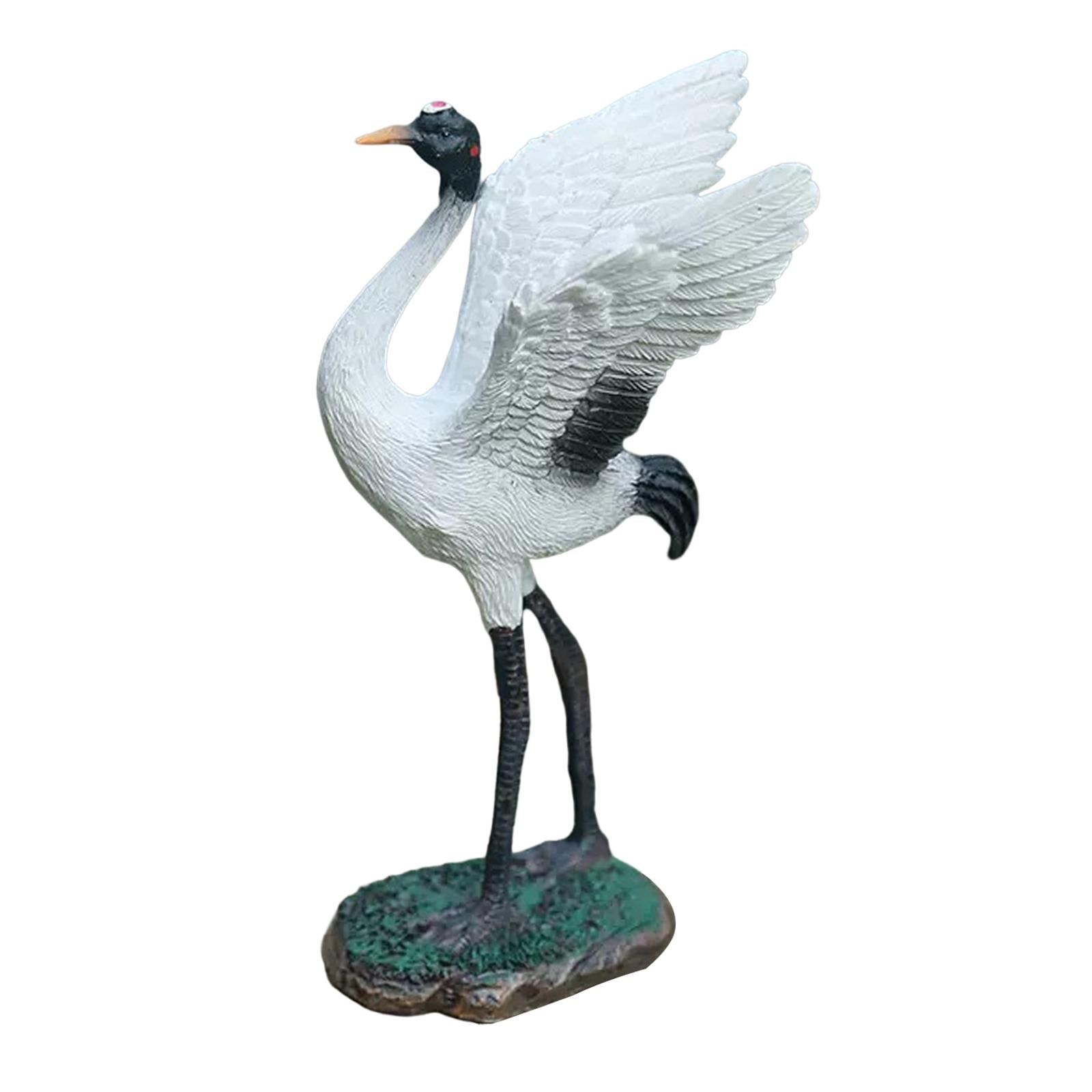 Outdoor Garden Statue Miniature Sculptures Crane Novelty Free Standing Bird Statues Decoy for Tabletop Lawn Home Swimming Pool Decoration 18cm