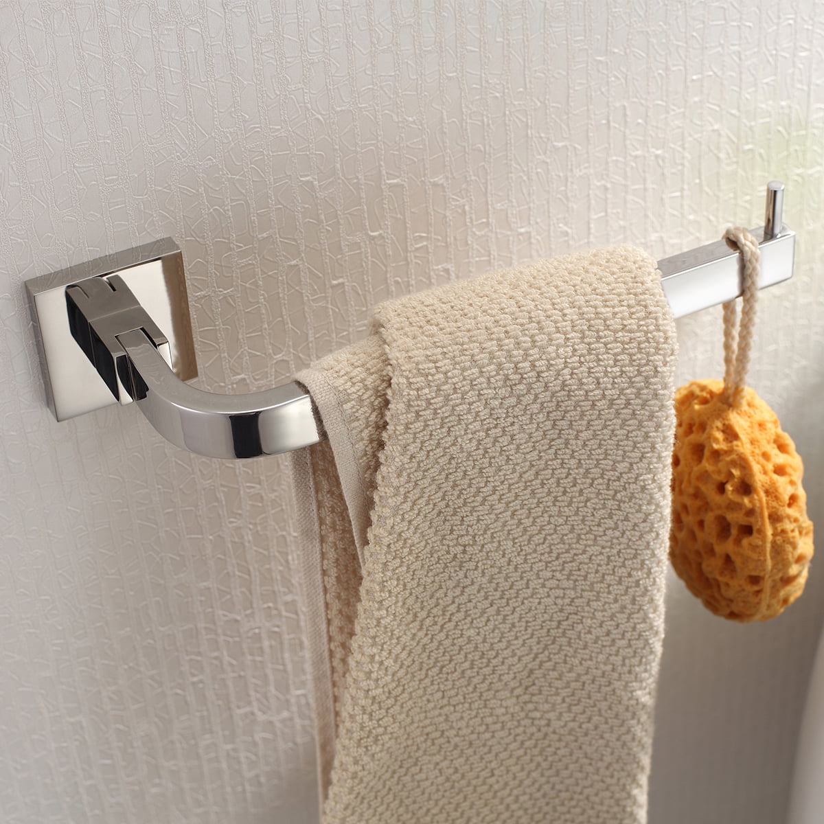 Bright Polishing Square Base Towel Hook Bars Silver Towel Rack 304 ...