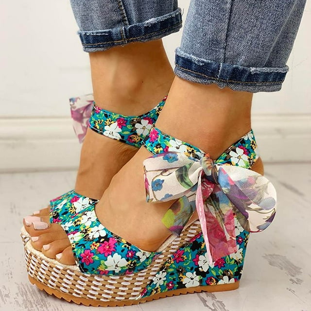 Moda mujer sólido verano señoras vendaje sandalias talón pendiente Casual playa zapatos Wmkox8yii sa844