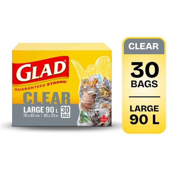 Glad Clear Garbage Bags - Large 90 Litres -