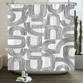 thumbnail image 5 of Black and White Geometric Pattern Shower Curtain Bathroom Waterproof Polyester Fabric Bath Screen Curtain r for Bathtub, 5 of 7