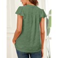 thumbnail image 4 of Jacquard manga corta blusa V cuello ruffle manga casual blusa camisa para mujer dama verde XL, 4 of 6