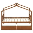thumbnail image 5 of Aukfa Twin Size House Bed with Two Storage Drawers for Kids, Solid Wood Montessori Bed Frame, Walnut, 5 of 8
