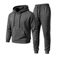 thumbnail image 4 of WQNVRNR Men's Sweatsuit Set- Hooded Sweatshirt & Jogger Pants Drawstring Cozy Casual Two-Piece Pocket Warm Lounge Wear Dark Gray Size 2XL, 4 of 6