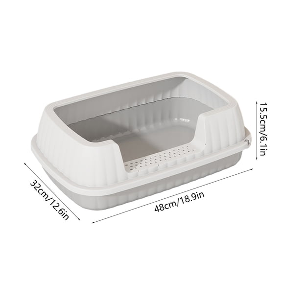 Semi Enclosed High Side Cat Litter Box with Splash-Proof Design & Included Scoop – Spacious, Leakproof, Easy to Clean, Suitable for All Cat Litter Types