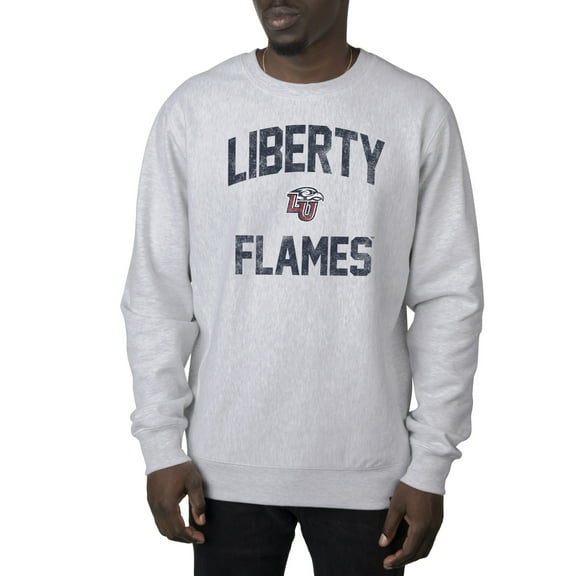 Men's Uscape Apparel Heather Gray Liberty Flames Premium Heavyweight Crew Neck Sweatshirt