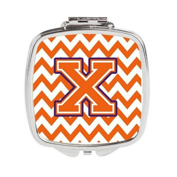 Letter X Chevron Orange & Regalia Compact Mirror - Orange & Regalia - 3in. H x 0.3in. W x 2.75in. L
