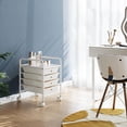 thumbnail image 6 of 4-Tier Utility Cart with 4 Drawers, Rolling Utility Cart with 2 Lockable Caster Wheels, Multipurpose Mobile Rolling Drawer Cart for Office Bathroom Kitchen, Ivory White, 6 of 17